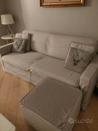 Divano letto 3 posti con pouf