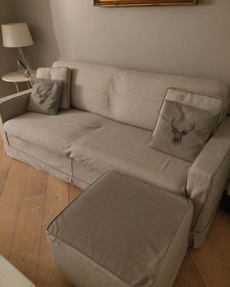 Divano letto 3 posti con pouf