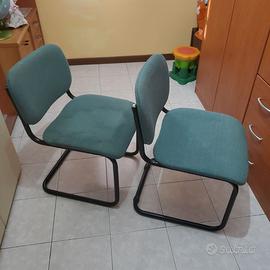 Coppia di Sedie Cantilever Vintage - Tessuto Verde