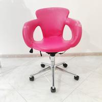 sedia con rotelle in ecopelle, regolabile 