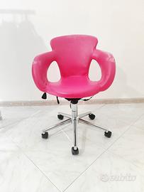 sedia con rotelle in ecopelle, regolabile 