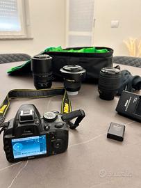 Kit Reflex Nikon D3100 + 3 Obiettivi, Zaino, Flash