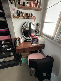 Toeletta da Trucco con Specchio + Sedia Comoda