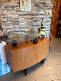 Scrivania artigianale con piano in vetro