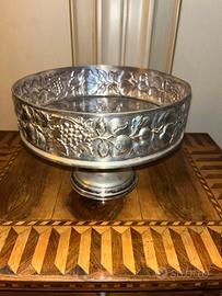 Fruttiera in argento 800 e cristallo