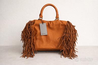 Borsa VERO MODA color cuoio con frange, stile boho