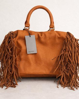Borsa VERO MODA color cuoio con frange, stile boho