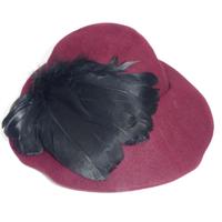 Cappello vintage donna '50/'60 feltro bordeaux