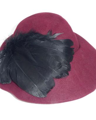 Cappello vintage donna '50/'60 feltro bordeaux