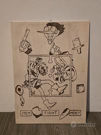 disegno di undertale (chara&sans) inciso sul legno