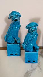 Cani Leoni Guardiani Fo Porcellana Smalto Turches