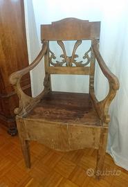 Sedia poltroncina antica legno
