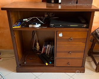 MOBILE TV COLOR NOCE VANO CON PORTA VETRO CASSETTI