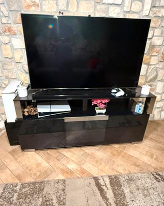 Mobile porta TV Munari in vetro nero lucido