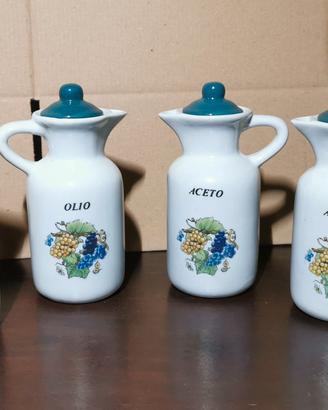 Set olio e aceto in ceramica decorata 