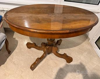 Tavolino ovale antico stile 800 in noce scuro