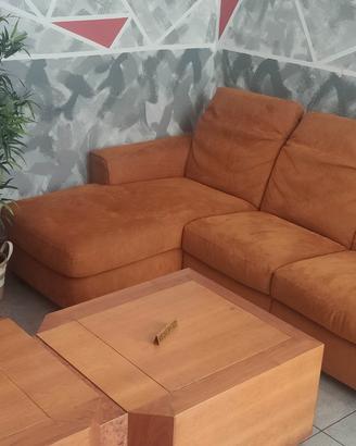 Natuzzi Alcantara Divano angolare e Poltrona