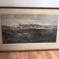 Quadro panorama URBINO aquaforte autentico ITA.