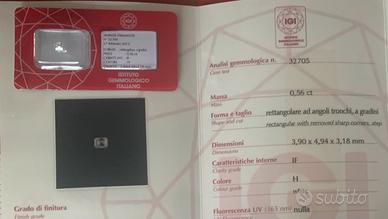 Diamante nat 0.56 ct. H/IF smerald Blister + Cert