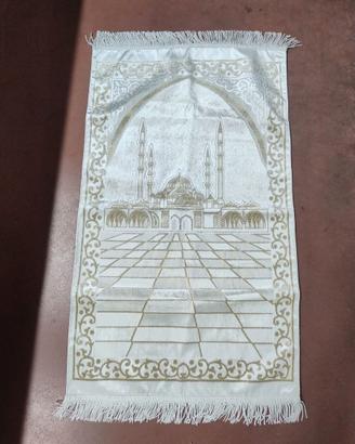 TAPPETO PREGHIERA CON DISEGNO IN RILIEVO ORO