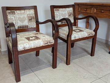 Poltroncine in legno e tessuto