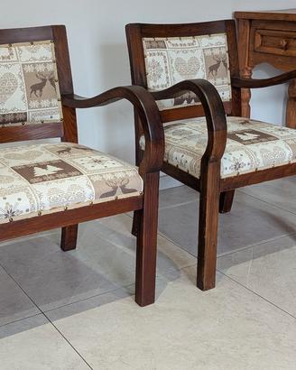 Poltroncine in legno e tessuto