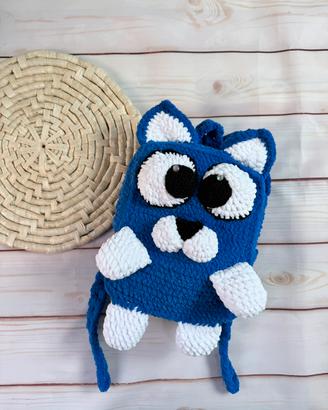 Zainetto Gattino Blu Fatto a Mano