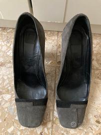 Decollete in pelle scamosciata,tacco 10cm largo