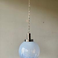 LAMPADARIO MAZZEGA SPACE AGE VETRO BLU CROMATO 60'