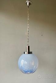 LAMPADARIO MAZZEGA SPACE AGE VETRO BLU CROMATO 60'