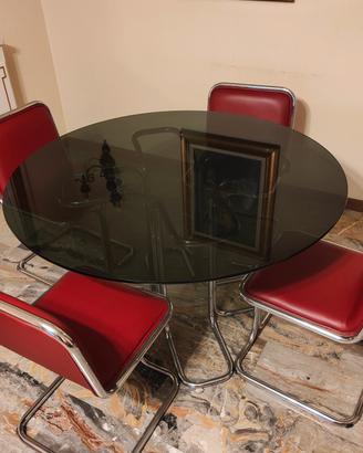 tavolo tondo in cristallo