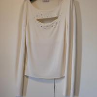 Maglia manica lunga donna con strass 