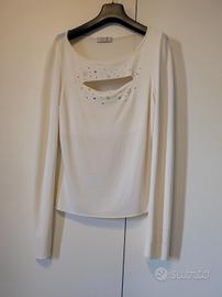 Maglia manica lunga donna con strass 