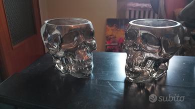 coppia vasi teschio in vetro 