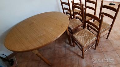 Tavolo rotondo cn allunga + 6 sedie 