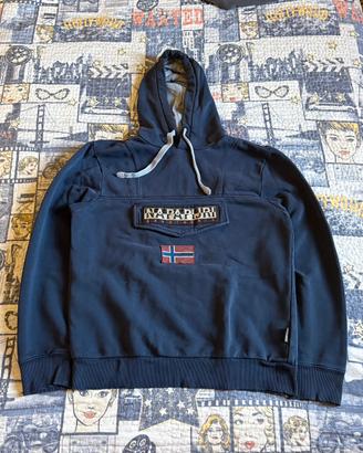 Felpa Napapijri con cappuccio e marsupio Blu Scuro