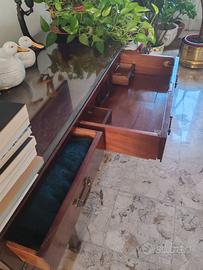 Grande scrittoio in legno stile Impero con cassett