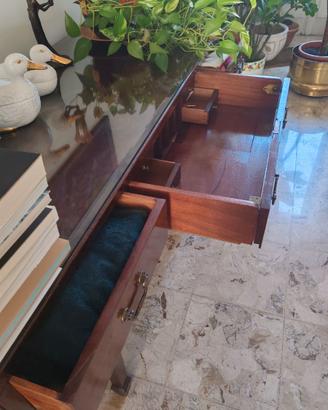 Grande scrittoio in legno stile Impero con cassett