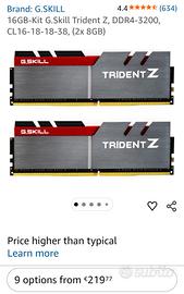kit di memoria RAM G.Skill Trident Z DDR4. 3200 CL