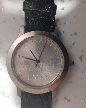 Orologio con quadrante 500 lire in argento