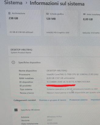 Pc desktop con cpu i3,8Gb,Ssd 256Gb,Win11