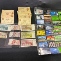 Cartoline postale, banconote, carte telefoniche.