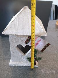 Casetta legno luce Natale cuore legno nuova