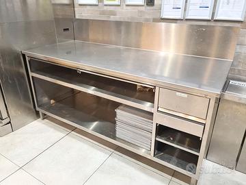 TAVOLO INOX DA LAVORO CON ALZATINA USATO
