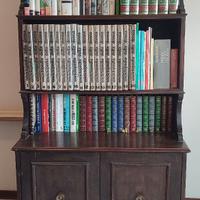 Piccola libreria in legno con due sportelli