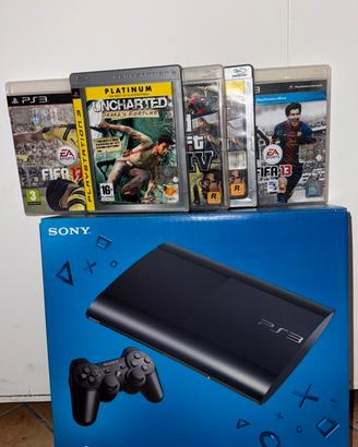 Ps3 Super Slim 12 Gb + Box originale + 5 giochi