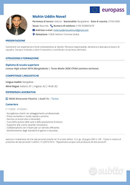 Aiuto cameriere/pulizia