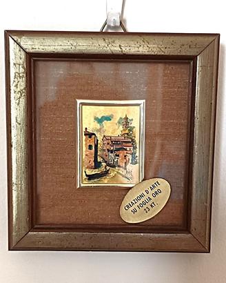 Quadretto certificato creazione su foglia oro 23 k