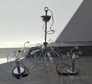 set lampadario e coppia di lumi moderni