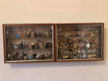 Collezione mignon profumi vintage + 2 vetrinette –
